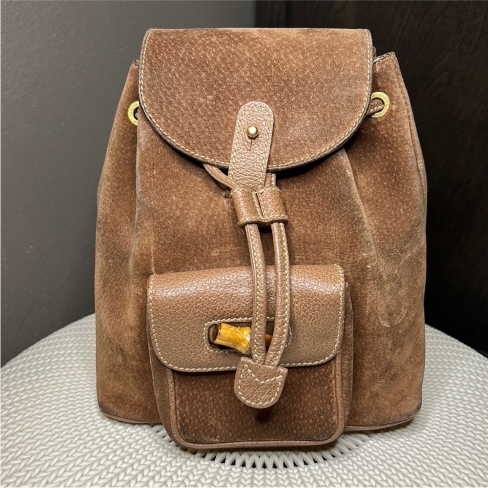 GUCCI Authentic Tan Suede Backpack - image 1